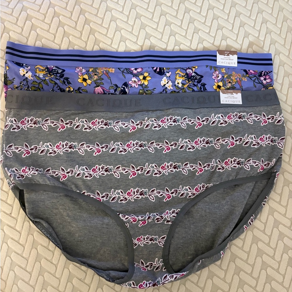 Cacique Purple and Gray High-Leg Briefs (2 pair bundle) NWT